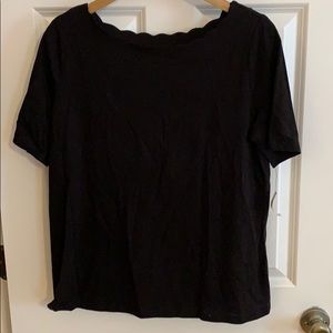 Talbots black scallop neck tshirt